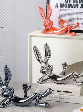 创意兔八哥摆件轻奢客厅玄