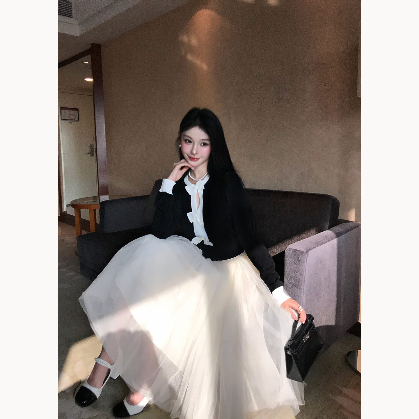 法式网纱半身裙米色2025新款冬季蛋糕纱裙蓬蓬长裙小香风半身裙