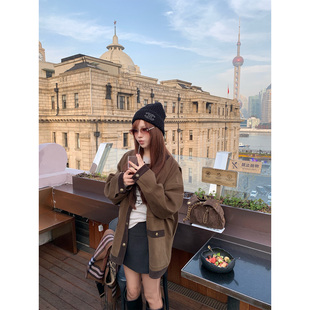 圆领羽绒外套2026年新款春季女士中长款拼色小香风外套轻奢风外套