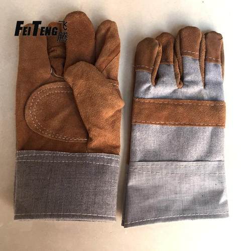 二层牛皮加托短电焊手套 耐高温焊工劳保防护手套