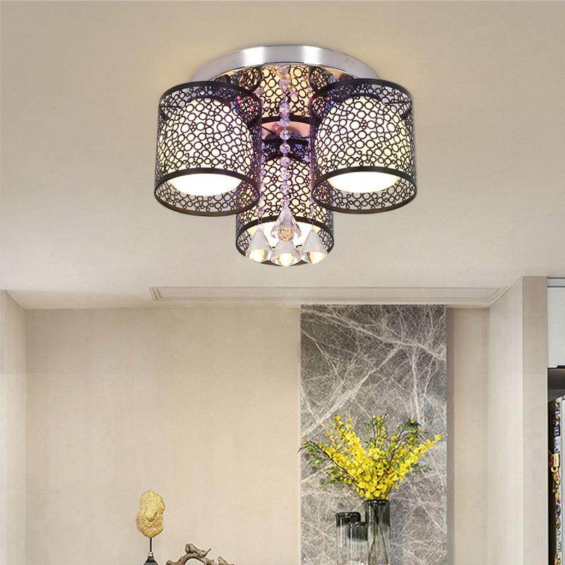 卧室灯温馨浪漫简约现代led客厅水晶吸顶灯创意家用三头餐厅吊灯