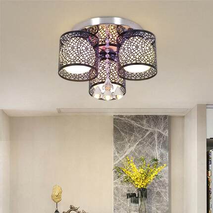 卧室灯温馨浪漫简约现代led客厅水晶吸顶灯创意家用三头餐厅吊灯