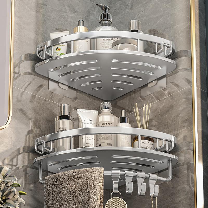 卫生间置物架免打孔浴室壁挂转角洗手台壁挂式厕所三角厨房收纳架