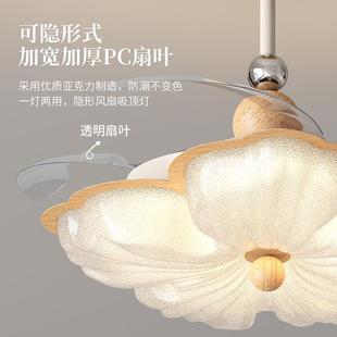 中风厅隐灯形吊古餐扇家用一体复古胡桃木纹圆餐厅卧室静音441风