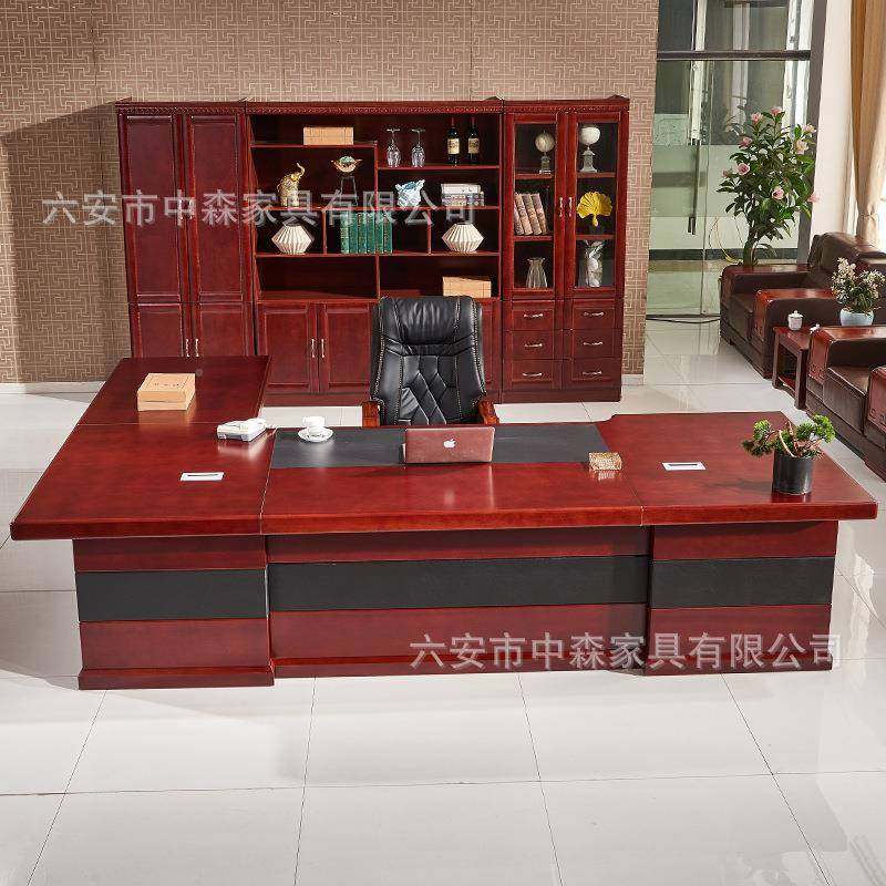 油漆贴木皮老主板桌总487裁桌桌大班台经理桌木贴皮实办管公桌椅