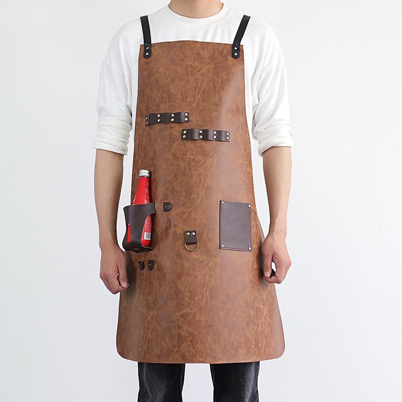 Tp dề  n啤酒套PUướngBBQ 户烧烤围裙PU皮革ạ防油外污