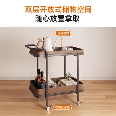 fLE奢马鞍移动轻小茶几沙x-4515发边几皮菜推车角几床头柜多层收