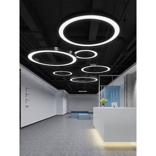 圆?定 制圆形灯环吊灯led造型办身公室大堂健房圆31圈环形工业风