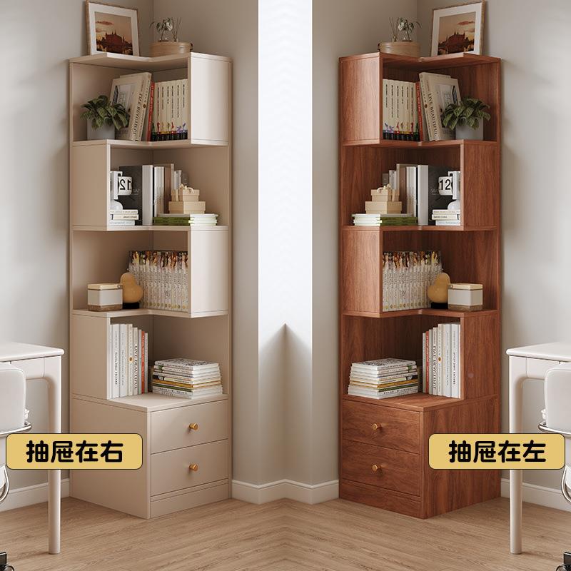 【储物实客木转角书置架储物柜房间物无品牌/架落地多层角柜一体