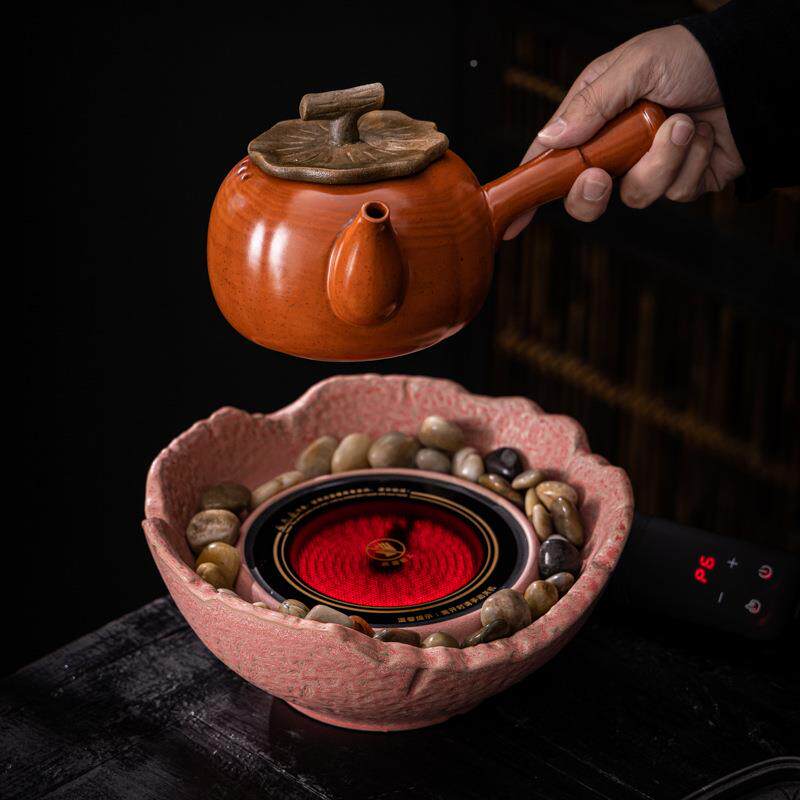 围炉煮茶电陶内炉鹅卵石家用室电陶茶器竖纹电陶茶煮炉罐罐茶煮烤