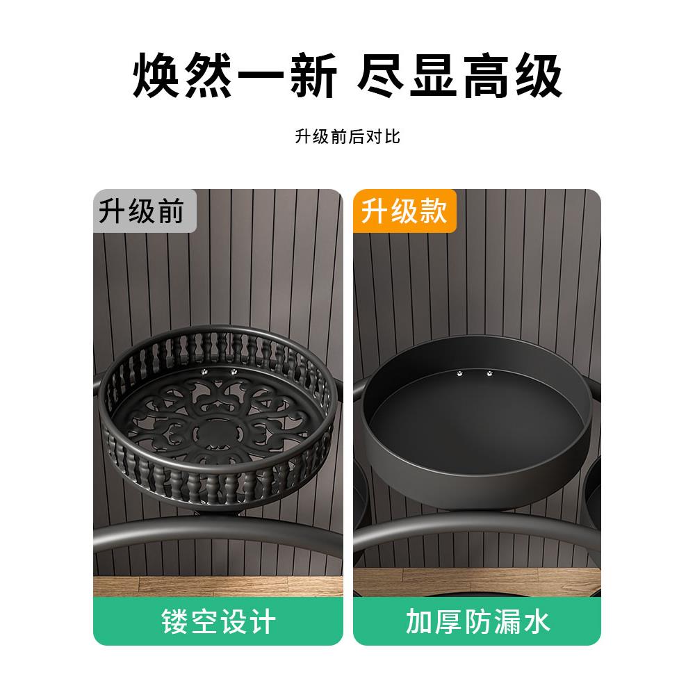 花架子客花厅落地式阳台架多层圆形带轮移动铁盆HJ-m625艺架摆放