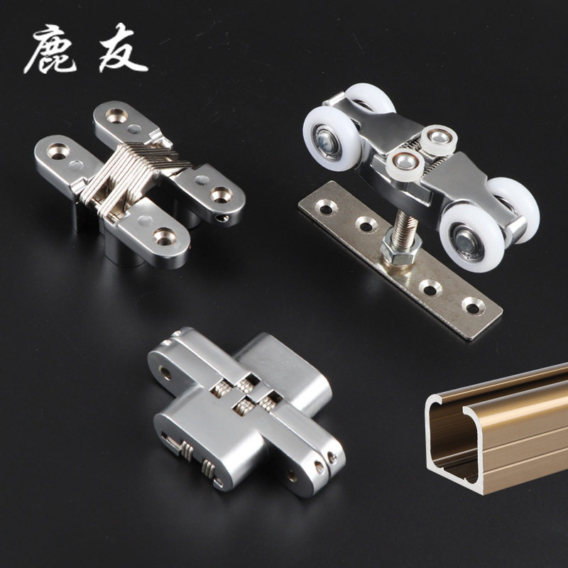 折叠门吊轮配件万向吊轮酒店隔断移动门吊滑轮轨道十字暗铰链合页图片