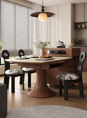 岛台餐桌一家用可体ELD分离式茶多功能圆桌厨房动移倒台岩板桌中