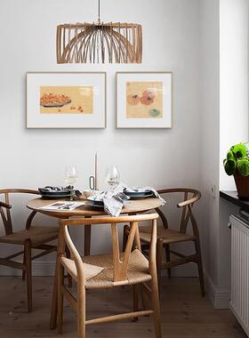 画安原居入夏 生新中式餐厅装饰 圃樱桃水QZ202110果组合壁画木风