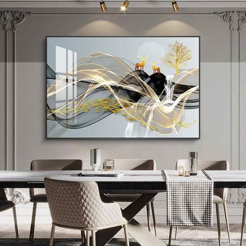 餐厅装饰画桌现代简象约轻奢饭厅饭横店挂画抽客款大气餐66770728