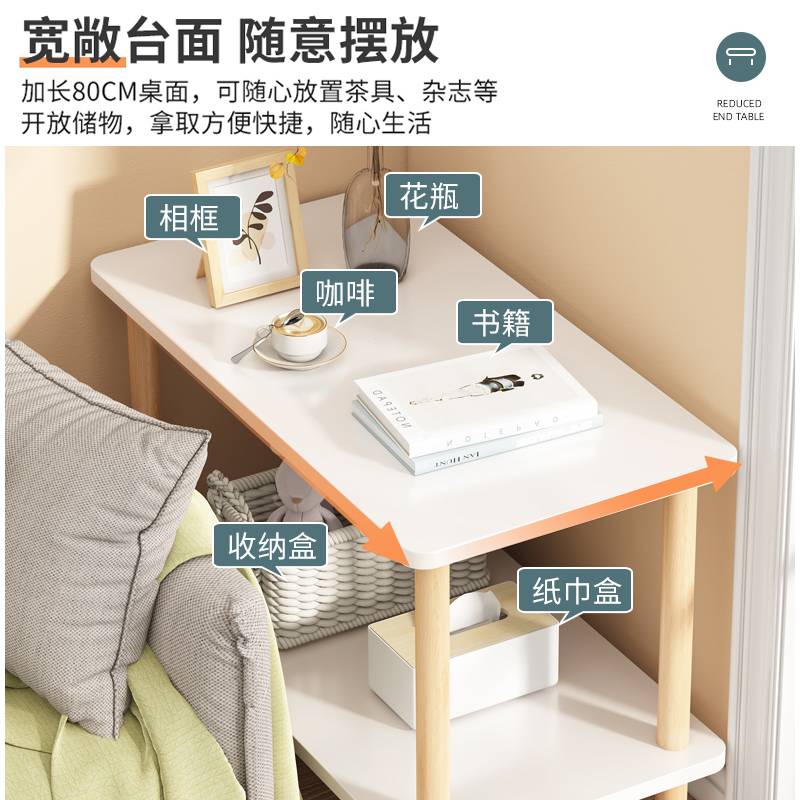 床边置物架客厅沙发边几角几阳台双层小茶几卧室角落小桌子床头柜