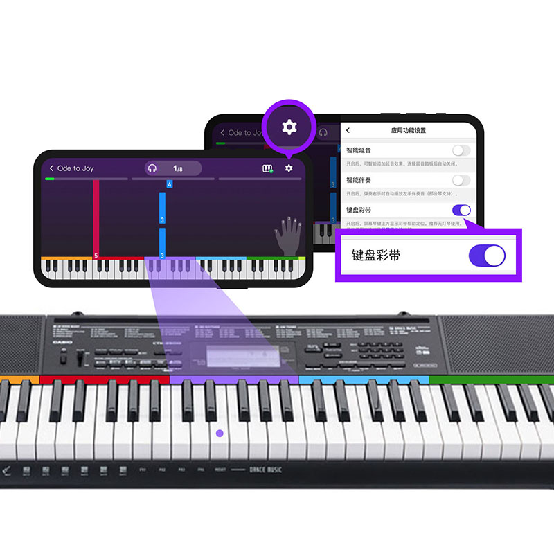泡泡钢琴通用无提示灯彩条定位法61键88键彩带Q适用电子电钢手卷