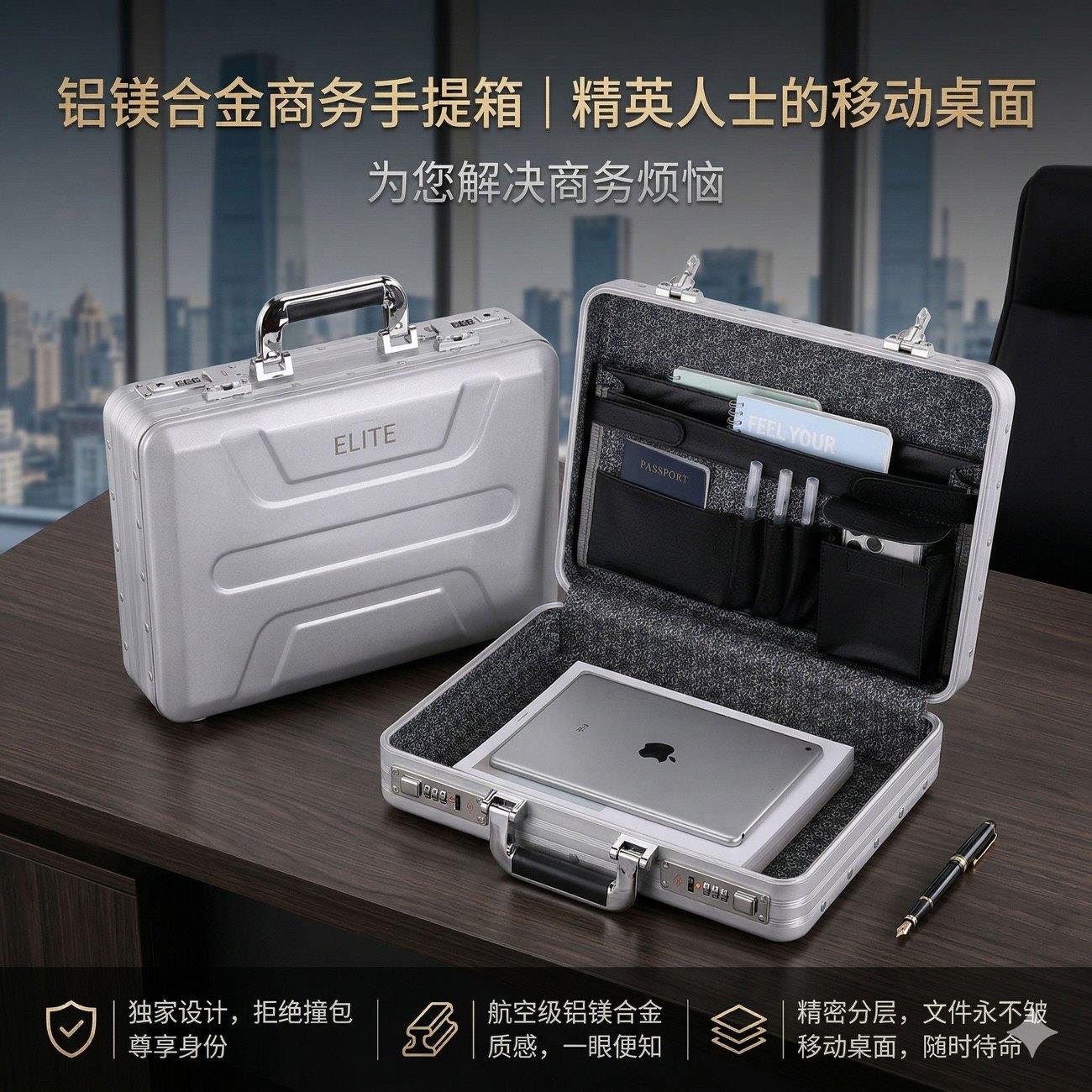 铝合金手提密码箱加厚耐