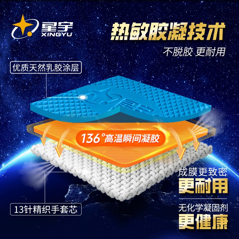 星宇A68d8单只手套优耐保左右手劳保耐磨防滑工作乳胶钢筋工建筑