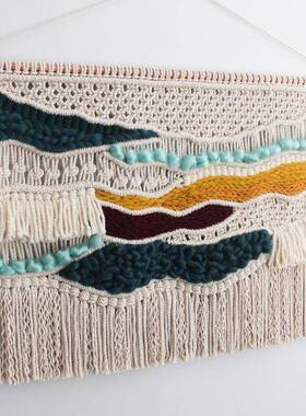 1000155手工北编织面彩色挂毯欧装饰壁挂名件宿酒店店装饰配掌柜