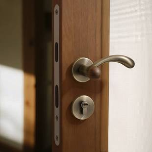 复古卧室门锁室内木门分体房门锁古铜色家用房间磁吸中古风门把手