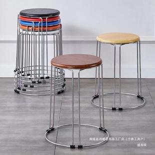 家用凳圆凳子塑料餐凳简约274时高尚圆凳方凳加厚桌钢筋凳套实木