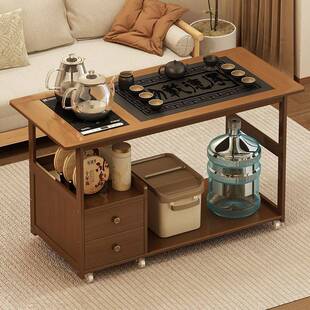 茶柜阳台一体茶几烧水壶家用茶车沙发边几小茶桌茶台实木移动茶几