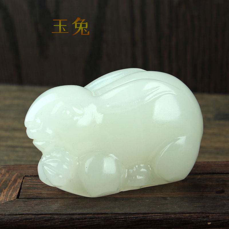 阿富汗羊脂级白玉 福猪貔貅手把件 手工雕刻手抓件直播货源