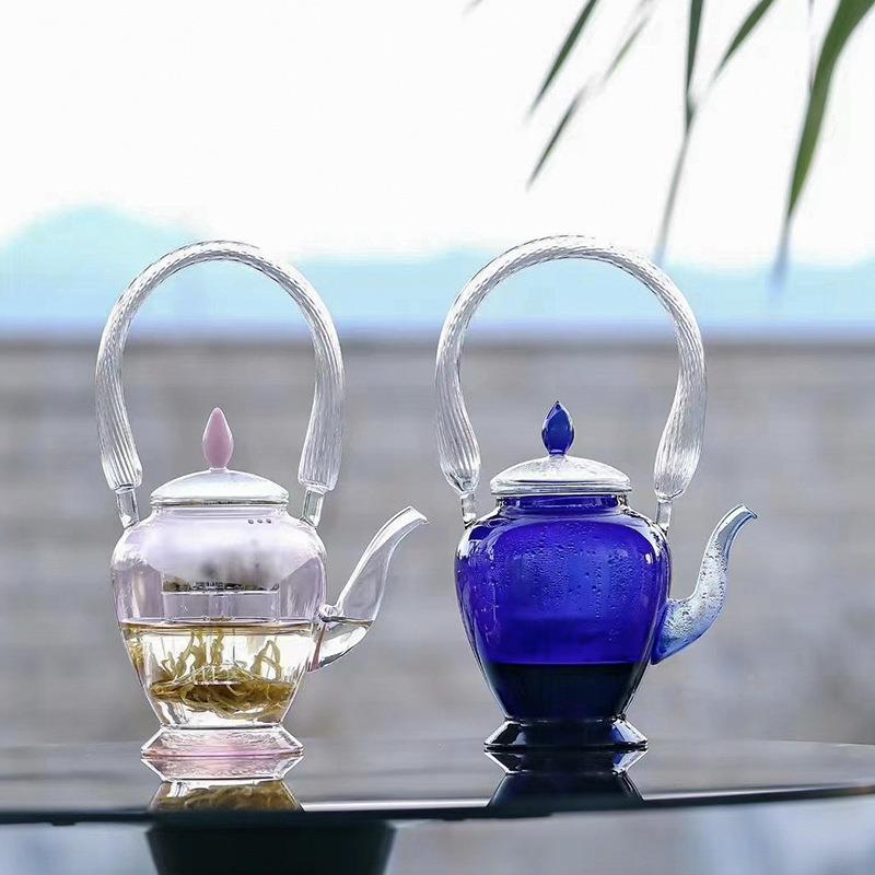 2025年新泡款晴空提梁壶gdtlh热耐玻璃煮茶壶创意用女花茶壶蒸煮