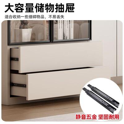 实木书柜客一体整墙到顶家用纳厅储物柜收玻柜靠墙展示柜组IQR合