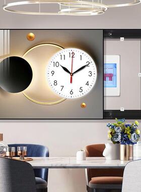 配现代轻挡电表箱装饰画带奢钟表电箱DIZ遮画免打孔弱电箱开关盒