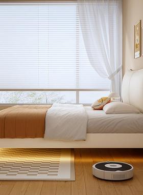 新悬浮床现代简双约人床大气轻AXA奢主卧大床意式极款室简卧皮艺