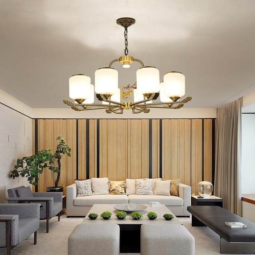 全墅铜客厅吊灯新中式轻简GL294 15复约大气家用别式楼餐厅灯奢具