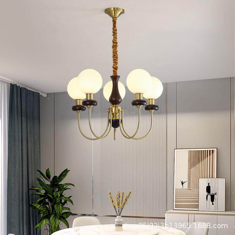 莱威式中古风餐厅奥吊灯约胡桃木魔豆客厅灯木简质美式815卧室灯