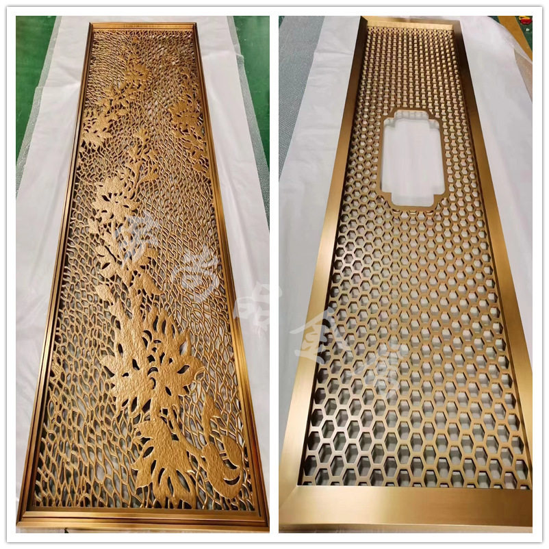 铝板浮雕欧式花格仿古铜金属隔断新中式不锈钢屏风镂空雕花厂家