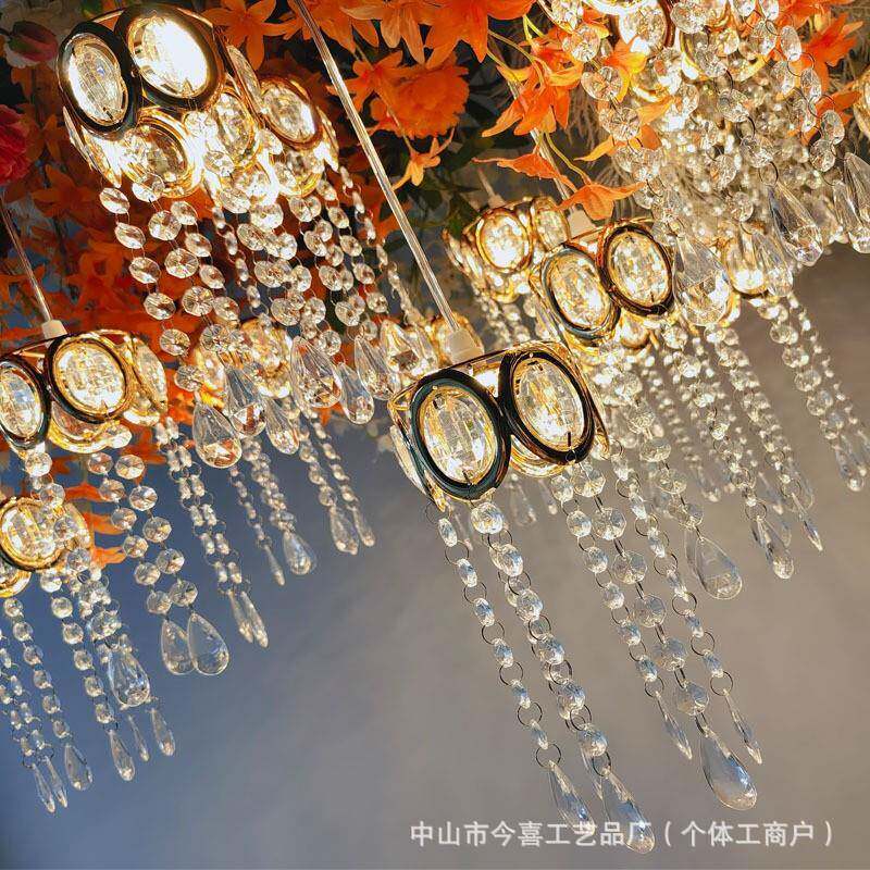 新款道婚庆0头牛ERT眼吊水晶1吊灯婚礼堂装饰布置具舞台顶灯铁艺
