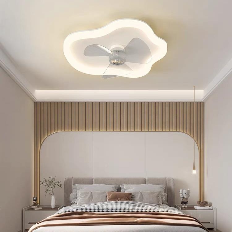 室风扇灯吸顶款现简约餐厅奶油卧代吊扇灯中山简隐形静极音681智