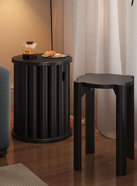 实木凳多功能组合板凳可圆叠放客厅茶凳成人餐桌凳0.121耐用叠几