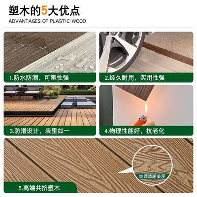 塑ERX木地室外自板铺露台木塑地板地台户可外pwc防腐阳台庭院木地