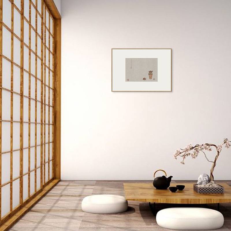 新中式书房壁画禅意民宿卧室挂画日式墙画原木风横幅静物装饰画图片