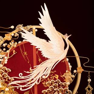 青虹新中式婚礼手持团扇手捧花扇子秀禾汉服团扇新娘结婚刺绣喜扇