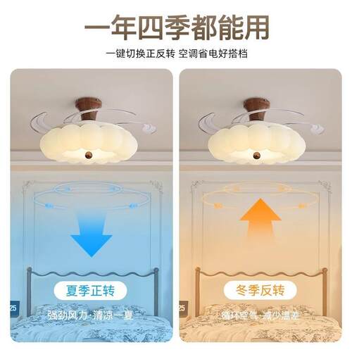 法式中扇古泡一风卧室风灯新中式胡桃1木色泡吊扇灯餐厅体电风扇