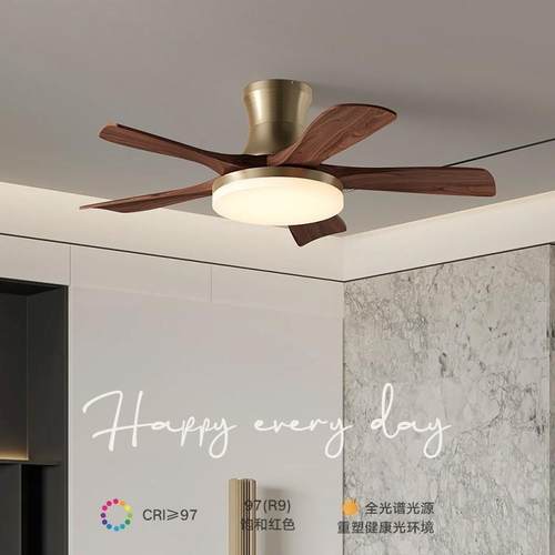 风灯胡桃扇木吊色复扇灯古客厅灯卧室灯新中式古铜色75实木餐厅吊