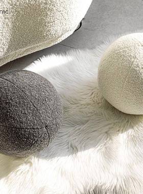 现代简沙约样球板间GNW圆形抱枕装饰靠垫焦糖色绿色稀古怪发奇圆