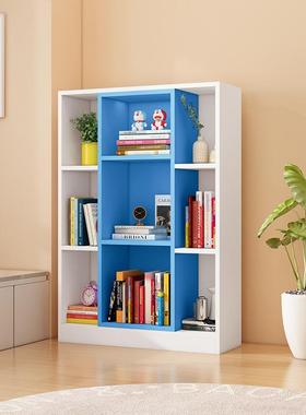 7K彩矮色儿童书架简约落用地纳柜子格子书收柜简易家书架置BEZ物