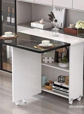 折叠餐桌小户型家简伸用多能功可SWV移动带轮可缩易长方形吃饭桌