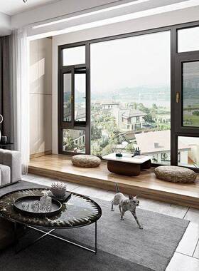 德1星兰隔热阳台落30687窗1胶0窄边断桥铝系统门地窗夹玻璃窗平开