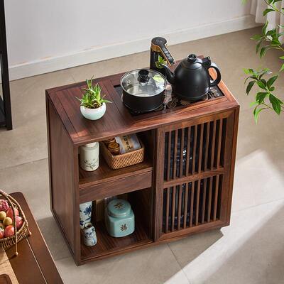 桃木移动茶桌家用茶台实木茶车烧RDH胡水壶一体茶茶水柜带轮小边