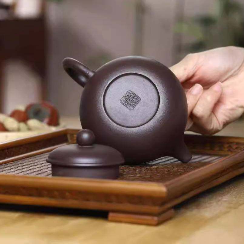宜兴紫砂壶茶具茶道茶器家用日用名家传手工原矿老紫泥球孔鲍尊壶