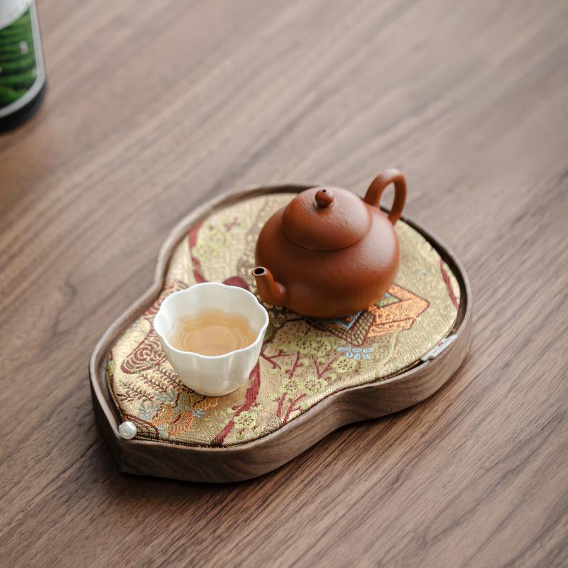 胡桌茶桃木干泡盘实木小茶台OFY家用托中盘式织锦茶席托盘旗